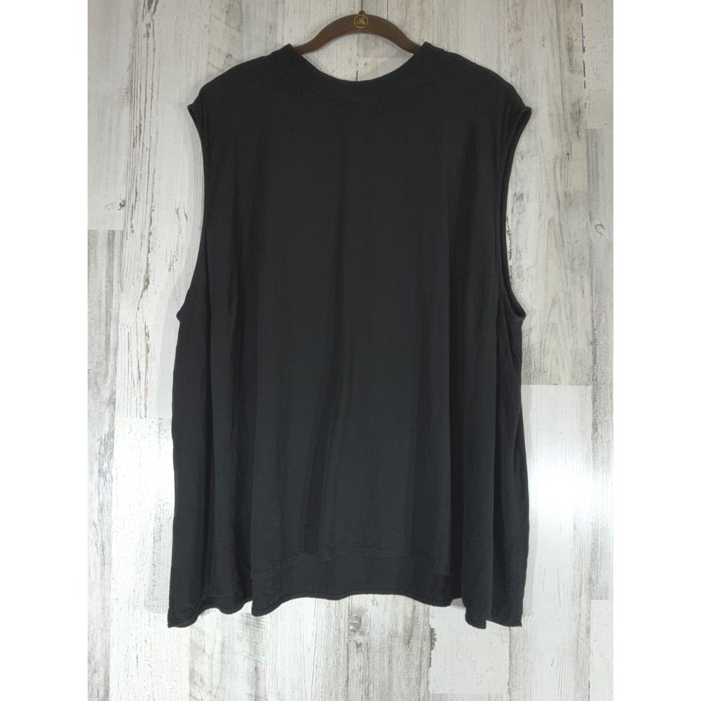 J Jill Sleeveless Blouse Top Plus Size 3X Black Rayon High Low‎ Hem Keyhole Neck